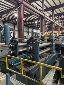 72" x .187" Paxson, loop slitting line, 50000 lb., 2 slitting heads, driven slitter