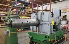 20000 lb. Production Machinery, mandrel uncoiler, 60" width, 15"-21" ID, 72" outside dimensions, hydraulic
