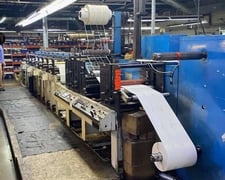Rotopress #6516, 8-Color Flexo Press, 3 Die Stations, 16" web width, 40" unwind, 1999