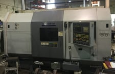 Hyundai Kia #SKT200TTSY, Fanuc 18iTB, twin spindle, twin turret, live tooling, 8" chucks, chip conveyor