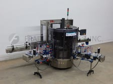 PE USA #Modular-PLUS-SL, 2 head front and back, pressure sensitive, rotary labeler, 250 containers/minute