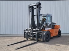 25000 lb. Daewoo Doosan #D120S-7, forklift, 148" lift height, Doosan DL06P diesel engine, solid tires, 2