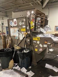 Allegheny Bradford #20-350-C, complete paper shredding line-infeed tipper, shredder, conveyor and 2 balers