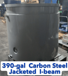 Carbon steel tank, 390 gallon, jacketed, 52" Diameter x 45" straight side