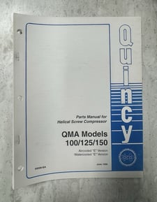 Original Quincy QMA #100/125/150 Screw Compressor Parts Manual 50026-EA