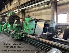 102" x 216" LeBlond, engine lathe, 3.25" bore, 4-jaw faceplate w/ jaws, 3 Steady Rest