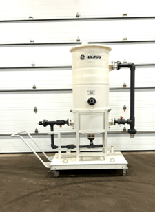 General Electric Glegg, 200 gallon plastic tank, 29" ID, 68" deep, boweled bottom, 2" inlets & outlets