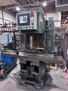 20 Ton, Denison #F3H20-Spec, C-frame hydraulic press, touch screen controls, dual thumb slots