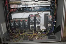 2 HP & 7.5 HP Industrial Multi-Drive Variable Frequency Drive Control Cabinet, total vfds, (4) 2 HP VFDs, (3)