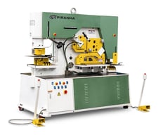 6-1/4" x 6-1/4" x 5/8" Piranha #BII-132, dual operator hydraulic ironworker, 132 ton, magnetic work light