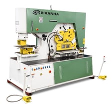 7-3/4" x 7-3/4" x 11/16" Piranha #BII-225, dual operator hydraulic ironworker, 225 ton, automatic hydraulic