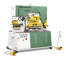 5-1/2" x 5-1/2" x 7/16" Piranha #BII-88, dual operator hydraulic ironworker, 88 ton, automatic hydraulic