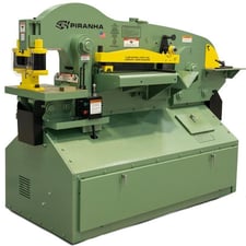 6" x 6" x 5/8" Piranha #P-140, hydraulic ironworker, 140 ton, 12" throat, 15 HP, automatic holddown