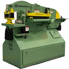 5" x 5" x 1/2" Piranha #P-90, hydraulic ironworker, 10" throat, 90 ton, automatic holddown