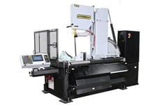 26" x 21" Hyd-Mech #V-21, automatic vertical bandsaw, 1-1/2" x 19' 4" blade, 10 HP, 65-385 SFM, work light