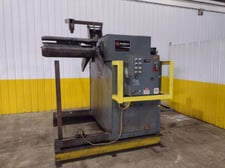 20000 lb. Feed-Lease #PR-20M-36, motorized uncoiler, 36" width, 72" outside dimensions, 20"-24" ID, hold down