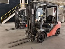 4500 lb. Toyota #8FGU25, LP gas forklift, 3-stage mast, side shift, air tire, 42" fork length (2 available)
