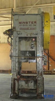 200 Ton, Erie #S1-200-30-36, straight side double crank press, 36" x 30" bed, air clutch & brake, #63943 (2
