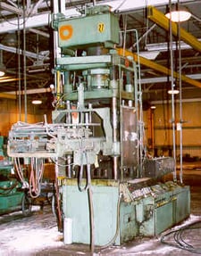 150 Ton, #IMA150-2820-CH, hydraulic press, 10" ram, 4" diameter 4-post, 28" x20" between housing, 34.5"
