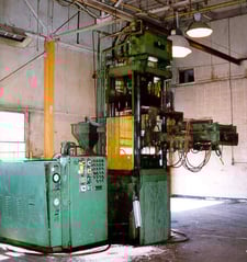 150 Ton, #ICMA-150-2820-24-CH, hydraulic press, 10" ram, 4" diameter 4-post, 20" between housing, 34.5"