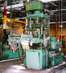 150 Ton, #IMA150-450-30, hydraulic press, 10" ram, 4" diameter 4-post, 34" daylight, 29.5" x 13" table, 18"