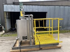 100 gallon Stainless steel mix tank with Lightnin X1C2 mixer, 30" dia. x 36" straight side, shallow cone