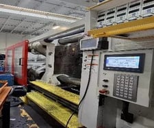 1125 Ton, 232 oz., Milacron #MG-1100-232, horizontal plastic injection molder, 61" x 47.2" tie bar spacing