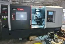 SMEC #SL3500Y, CNC turning center, 33.4" swing, 12" chuck, 3-jaw, 4" bar, A2-11, 12 turret, Fanuc 0i-TF Plus