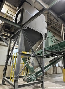 28000 cfm, Imperial Systems #CM-16, Dust Collector, 6400 sq.ft., top mounted blower, rotary valve & panel