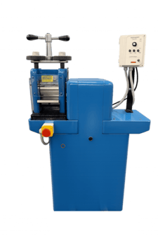 3.3" x 5" IRM #3350, 2-Hi Laboratory Rolling Mill, satin, High Carbon Chromium Alloy Steel, 3 HP AC motor