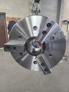 21" Kitagawa #B-21, 3-Jaw High Speed Open Center Power Chuck, 20.87" max. gripping diameter, 23 mm plunger