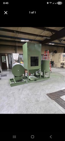 Empire #650, abrasive blast pot w/ 900 CFM media reclaimer & 10 HP dust collector, full rebuild, 480V 3Ph