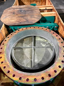 42" RF, Gate Valve, cast steel, 25" Face to Face, 53-3/16" flange outside dimension, 49" bolt center, 50 psig