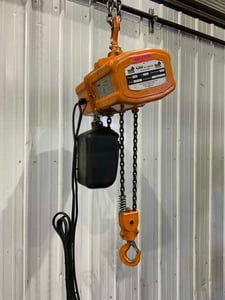 2 Ton, Vestil #H400-3, Electric Hoist, 15' lifting height, 21-7/16" head room, 16 FPM, 2 HP