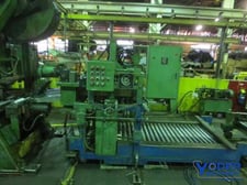 Industrial Material Transfer Unit, roller conveyor bed, control panel & operator station