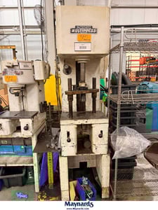 10 Ton, Denison, Hydraulic C Frame Press, 16" x 21.5" bed, 24" open height, 12" stroke, 12" throat depth, 2"