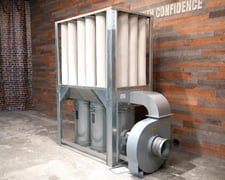 4500 cfm Disa #S-750, baghouse dust collector, 243 sq.ft., 8" W.G., 7.5 HP, 1750 RPM