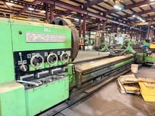 65" x 220" Tuda, extra heavy duty engine lathe, 4-jaw 55" chuck, 42" across carriage, 2-105 RPM, 1-72