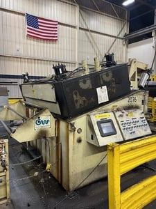 30000 lb. CWP #8R-72, coil feed line, 72" x .125" stock, 72" OD, 19"-24.5" ID, 3-leaf mandrel, hydraulic