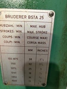 25 Ton, Bruderer #BSTA-25, High-Speed Mechanical Stamping Press, up to 1500 SPM