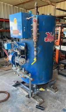 25 HP Hurst #4VT-G-25-150, Cyclone Steam Hi-pressure Vertical Boiler, 61 sq.ft., 863 PPH, Honeywell 7800