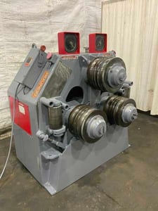 4-1/2" x 4-1/2" x 1/2" Roundo #R-5, hydraulic vertical/horizontal angle roll, guide rolls, 10 HP, 1989