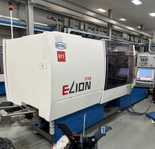197 Ton, 8.9 oz., Netstal Elion #1750-530PM, electric horizontal plastic injection molder, 22.04" x 22.04"