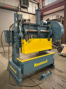60 Ton, Rousselle #6B76, gap frame double crank press, 5" stroke, 12.5" Shut Height, 110 SPM, 3" adj., 64.5"