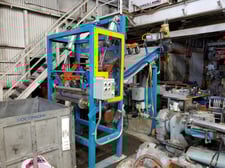 34" wide Intralox, Extruder Feed Conveyor, pneumatic wig-wag w/ 36" wide idler rolls at discharge, (3