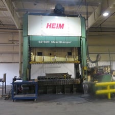 600 Ton, Heim #S2-600-144x60, Maxi Stamper straight side double crank press, 14" stroke, 40" Shut Height, 12"