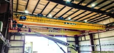 10 Ton, EMH, Dual Girder Top Running Overhead Bridge Crane, 46' 7" span, 120/80 VFD FPM, 17' 1" lift, pendant