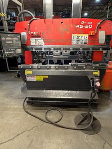 55 Ton, Amada #RG-50, CNC press brake, 6.8'OA, 59.84" between housing, 3.9" stroke, 15.75" throat, 14.57"