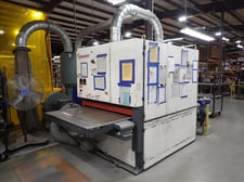 Timesavers #2211-05-9, Rotary Duburring Machine, 50" abrasive belt, (4) rotary finishing heads, WDC-7 wet