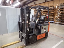 4400 lb. Toyota #8FBCU25, Electric Forklift, 189" 3-stage mast, side shift, 1270 hours, 2018